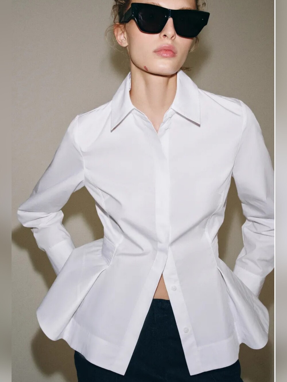 ZARA ZW COLLECTION PEPLUM POPLIN SHIRT
